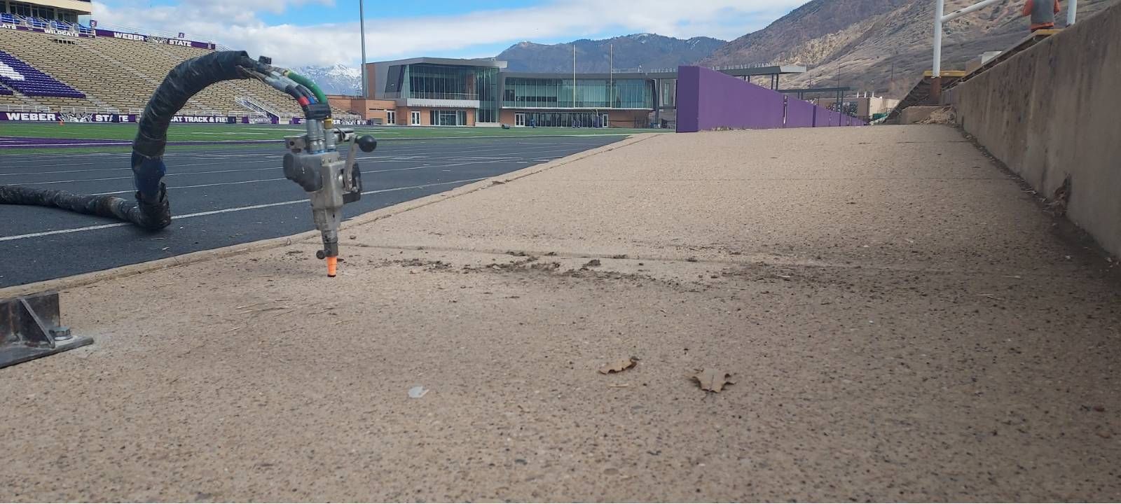 Deep Foamjection at Weber State University with the Wasatch mountains behind
