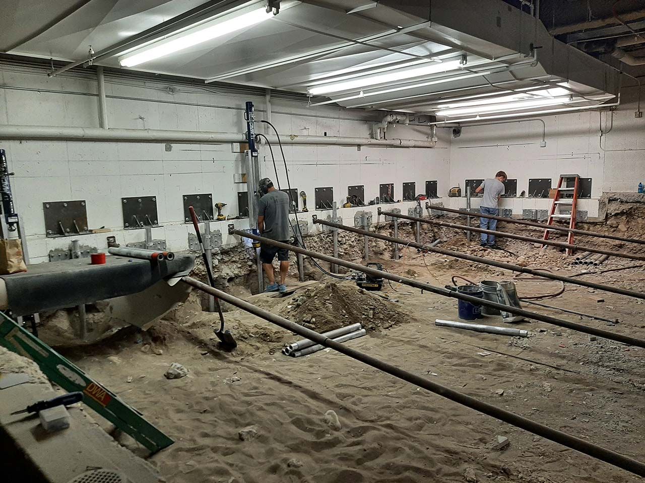 Push piers installed under a Utah State University foundation in Logan